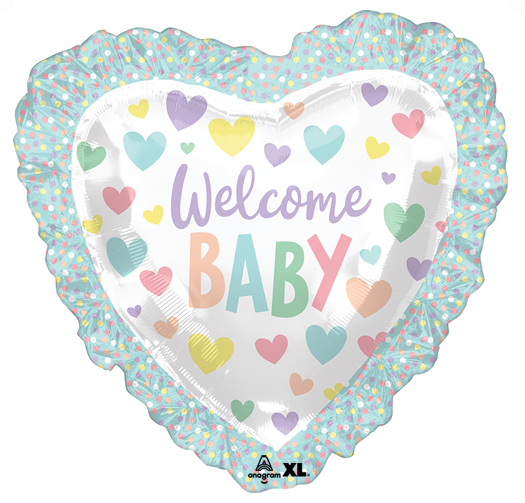 28&quot; Inch Baby Shower Ruffle Heart Balloon
