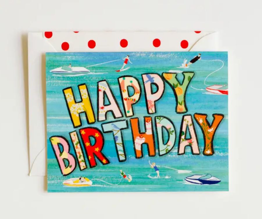 Happy Birthday Water Skiers Greeting Card