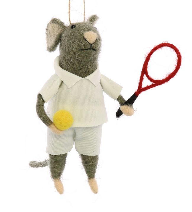 Tennis Player Guy Mouse Ornament