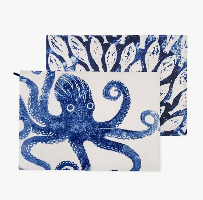 Creatures Tea Towel Set of Two | 100% Cotton Panama | Ocean