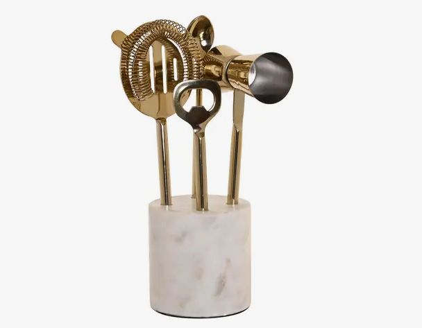 Cocktail Set 4 Stainless Steel Marble