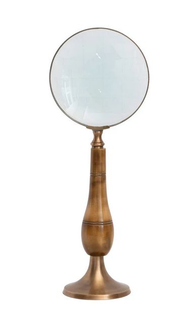 Brass &amp; Bone Magnifying Glass on Stand