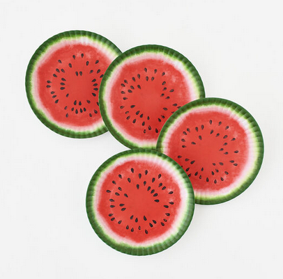 Watermelon &quot;Paper&quot; Plate, Set of 4