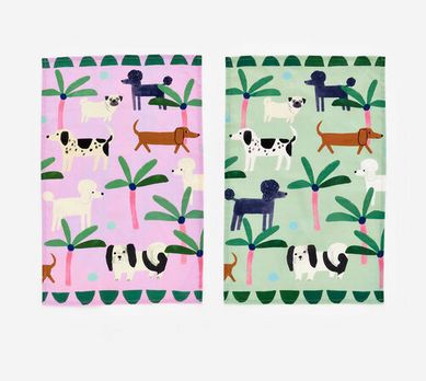 Doggy Dish Towels - Green