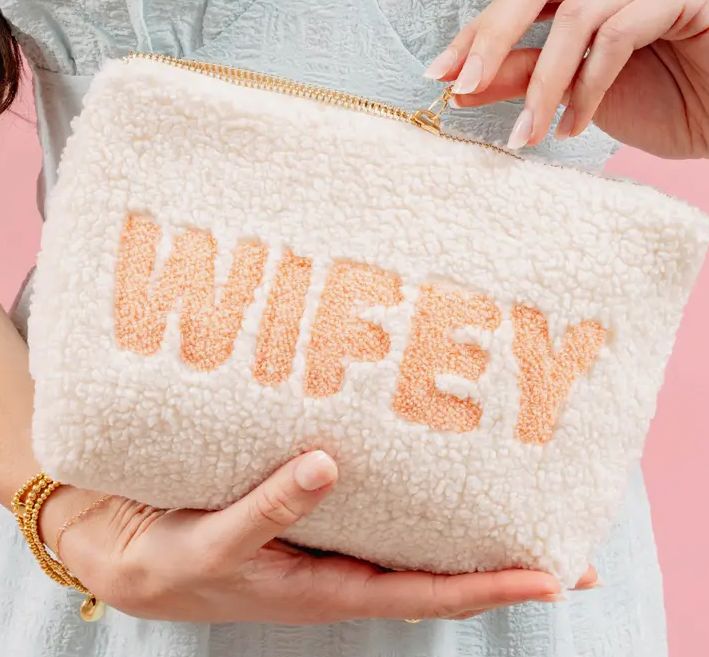 Cream Teddy Pouch - Wifey