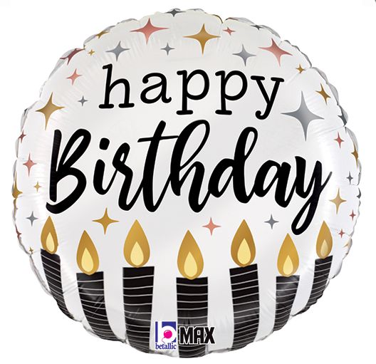 Birthday Satin Metallic Candles Balloon 18&quot;