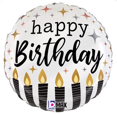 Birthday Satin Metallic Candles Balloon 18&quot;