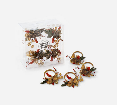 Autumn Beaded Napkin Rings - Set of 4