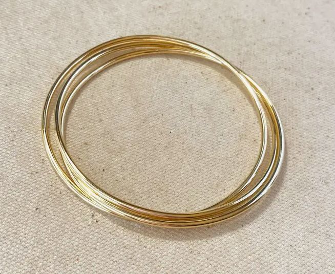 18k Gold Filled Triple Bangle Bracelet Set