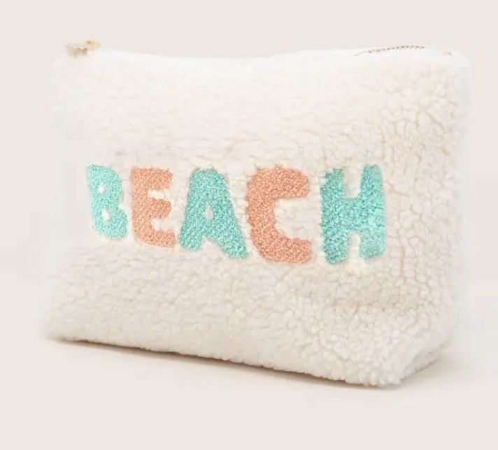 Cream Teddy Pouch - Beach