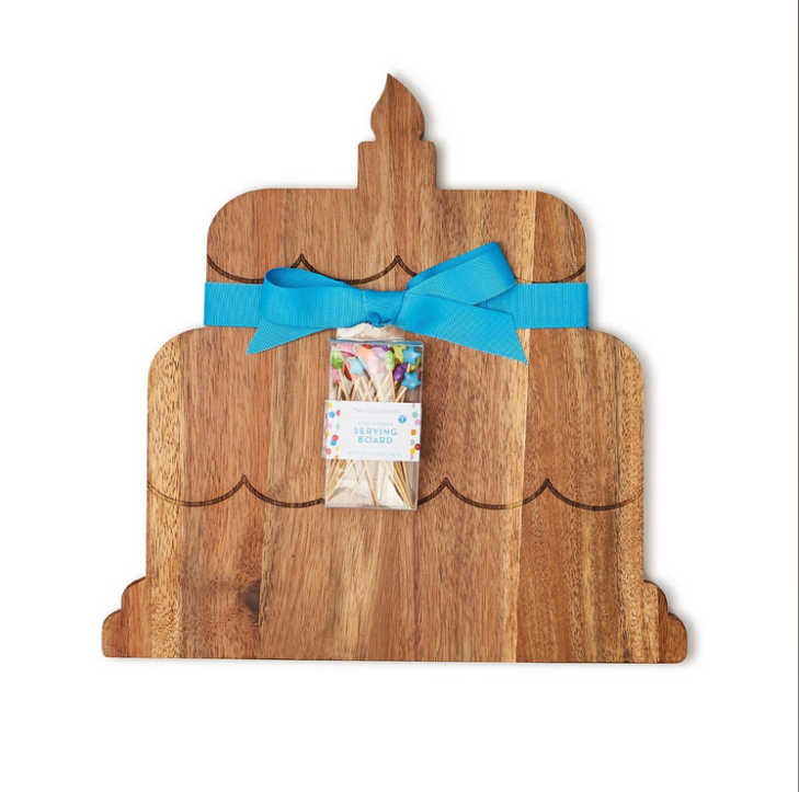 Birthday Cake Serving Board w/20 Star Picks