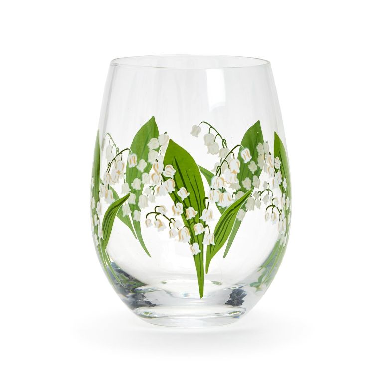 Lily of the Valley Stemless Wine Glass