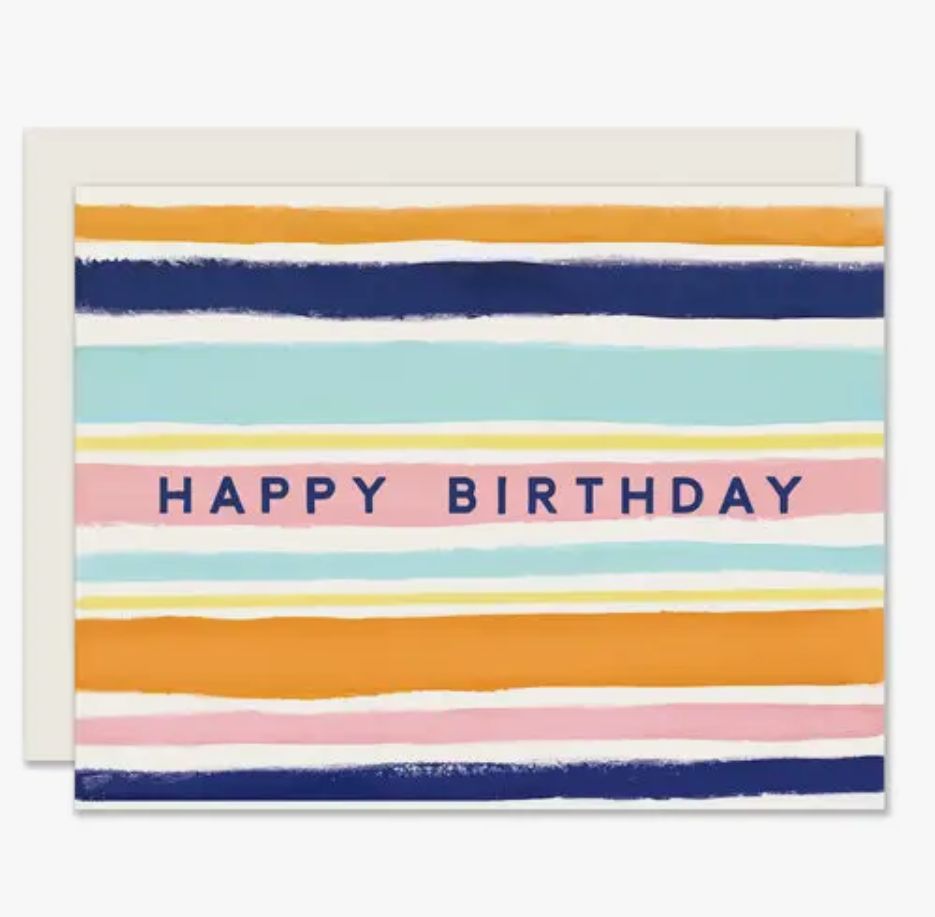 Happy Birthday Simple Stripes Card