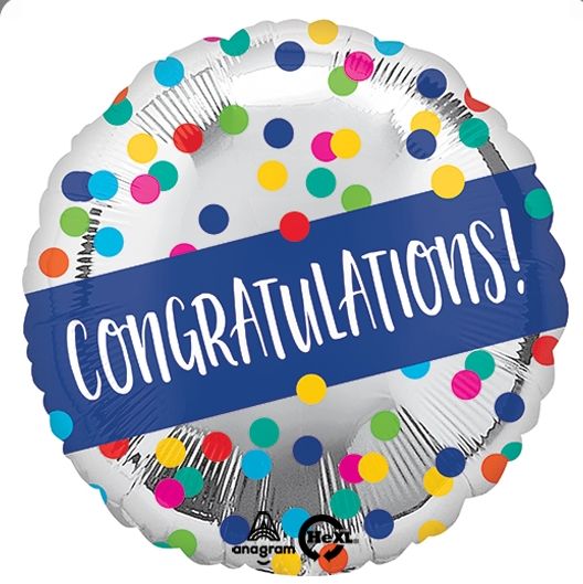 18&quot; Congratulations Silver Dots Balloon