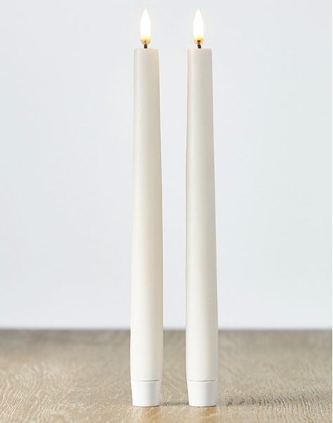 Taper Flameless Candle Pair- White