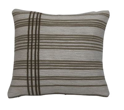 18&quot; Woven Cotton Jacquard Pillow with Stripes
