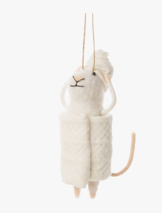 Felt Mouse in Towel Ornament