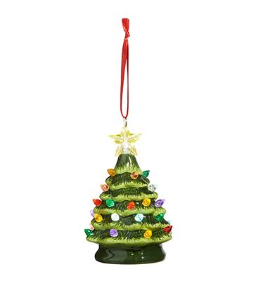 Vintage Green Lighted Tree Ornament