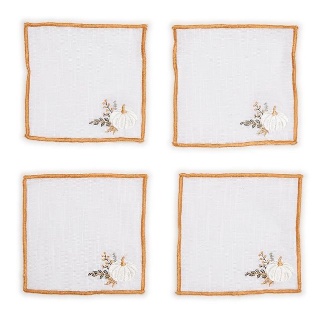 Heirloom Harvest S/4 Embroidered Cocktail Napkins