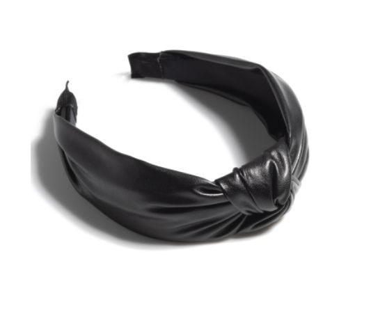 Knotted Faux Leather Headband - Black