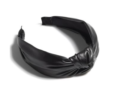 Knotted Faux Leather Headband - Black