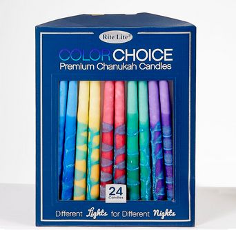 Color Choice 24-Pack Premium Chanukah Candles - Hand Crafted Multi