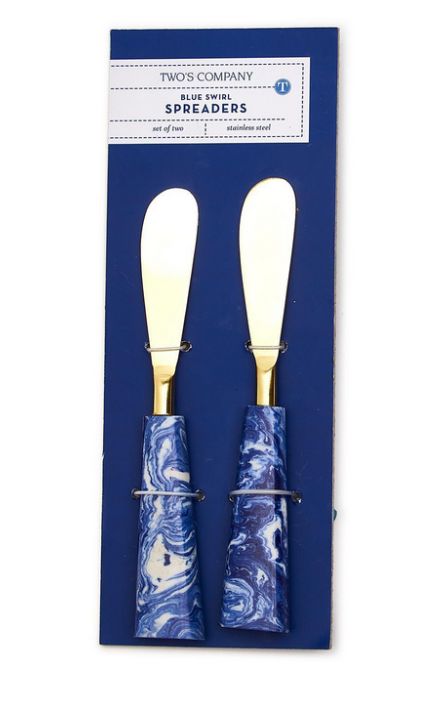 Blue Swirl Set of Two Spreaders
