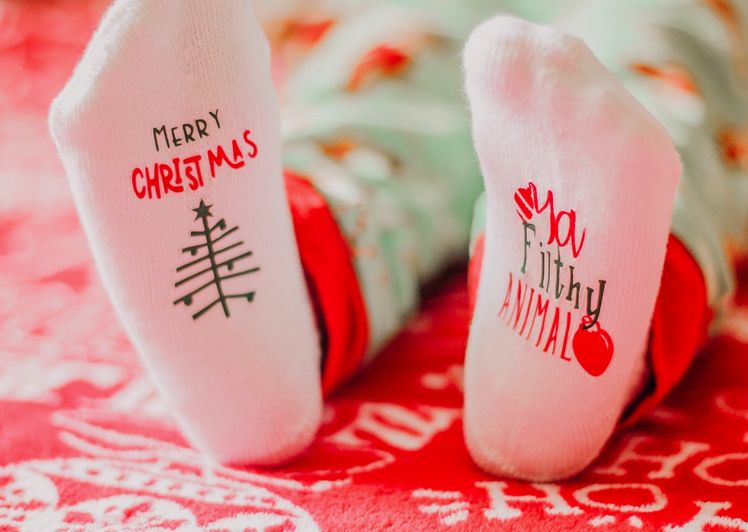 Merry Christmas Ya Filthy Animal Baby Socks  0-6mo