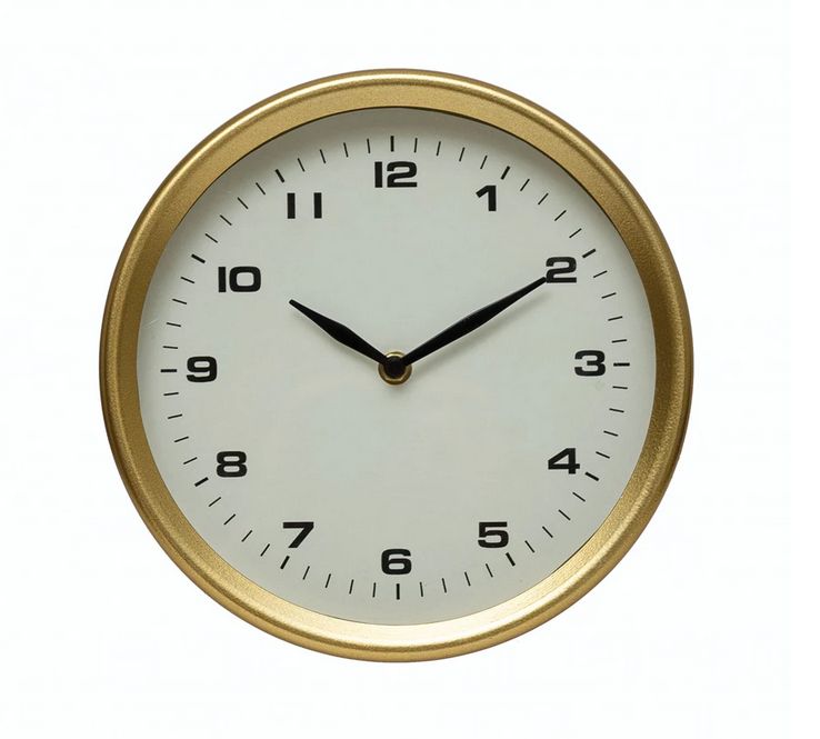 Metal Table Clock, Brass Finish