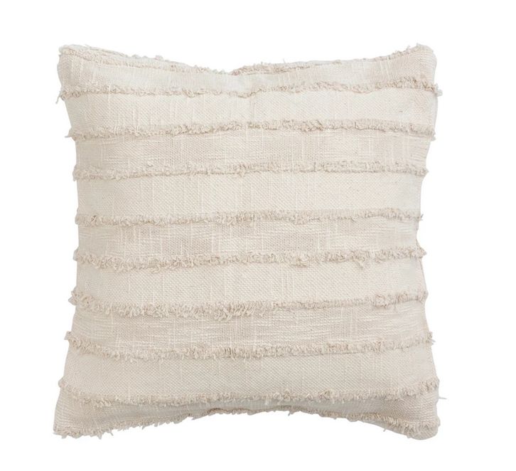 20&quot; Woven Cotton Striped Pillow &amp; Beige