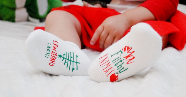 Merry Christmas Ya Filthy Animal Baby Socks  6-18mo