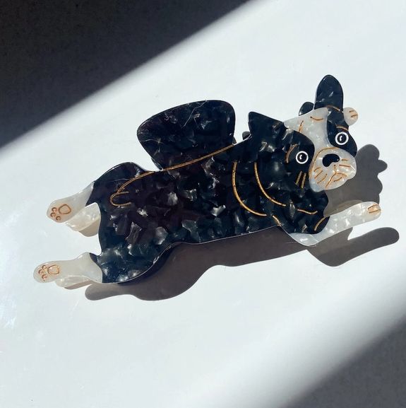 Hand-Painted French Bulldog Dog Claw Hair Clip