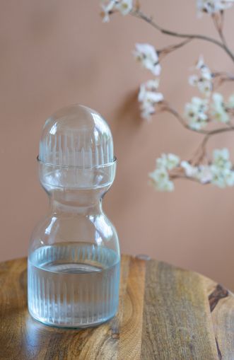 Cut Glass Water Carafe with Cup