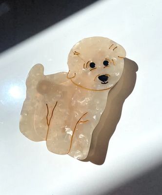Hand-Painted Bichon Frisé Dog Claw Hair Clip