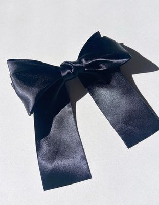 Giant Satin Bow Hair Clip - Black