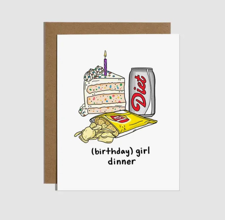 Girl Dinner Birthday Card