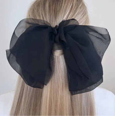 Giant Organza Bow Hair Clip -Black