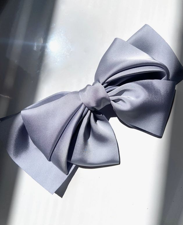 Giant Satin Bow Hair Clip - Grey