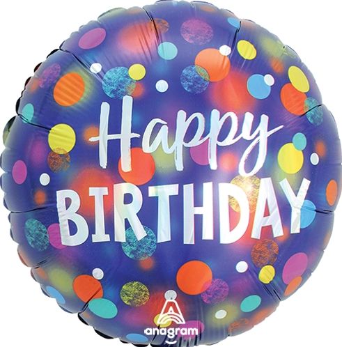 Birthday Party Dots Holographic Balloon 18&quot;