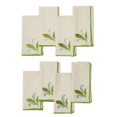 Lily of the Valley Set of 4 Embroidered Napkins