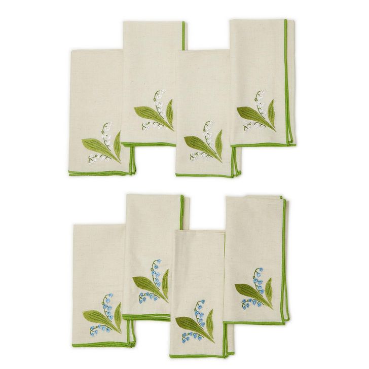 Lily of the Valley Set of 4 Embroidered Napkins