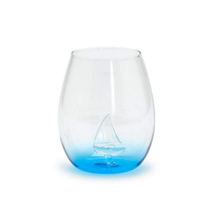 Sailboat Icon Stemless Wine Glass