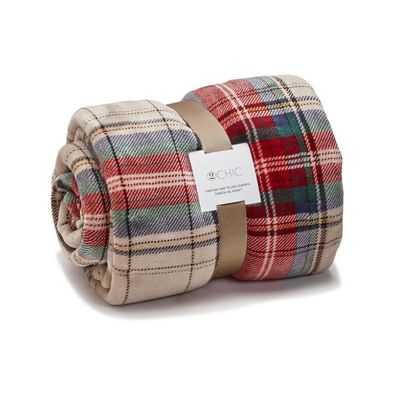 Tartan and Sherpa Double Sided Throw