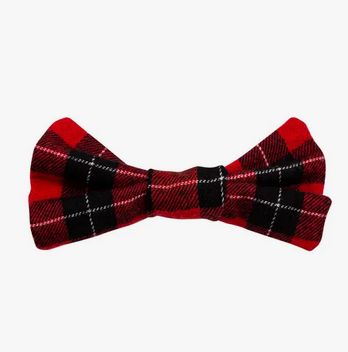 Red Plaid Christmas Dog Bowtie