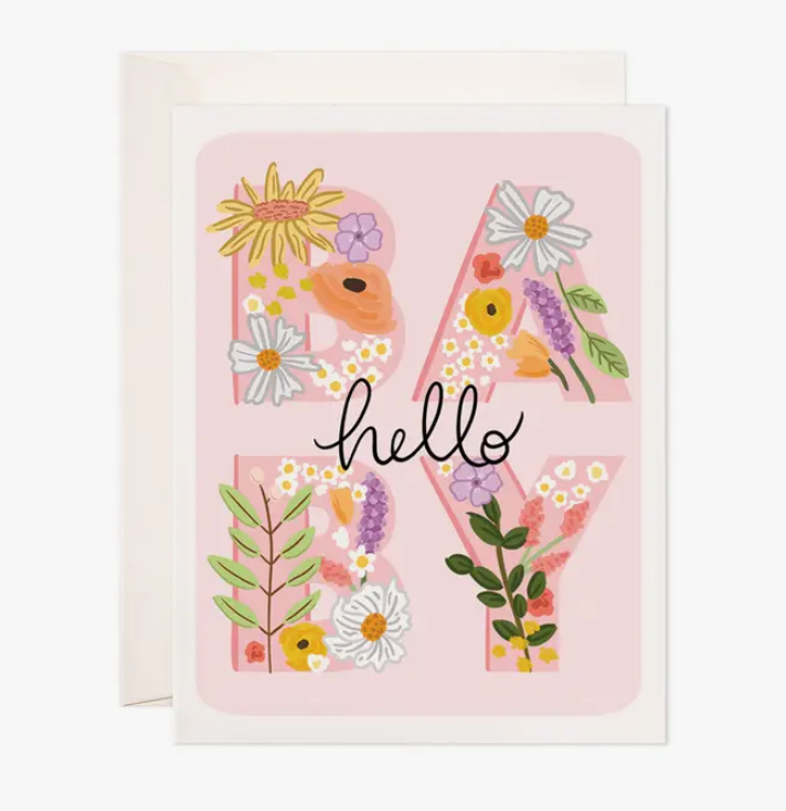 Hello Baby Pink Greeting Card