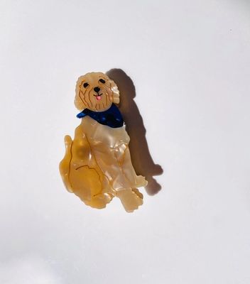 Hand-Painted Golden Doodle Dog Claw Hair Clip - Apricot
