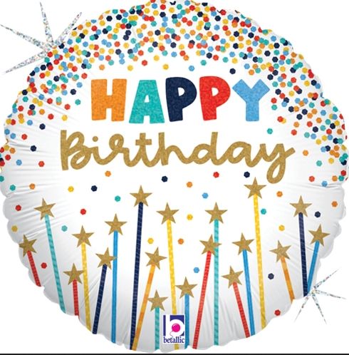 Birthday Star Candles Holographic Balloon 18&quot;