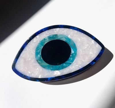 Hand-painted Evil Eye Claw Hair Clip