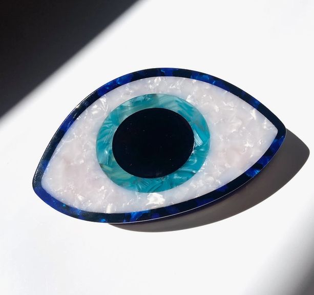 Hand-painted Evil Eye Claw Hair Clip