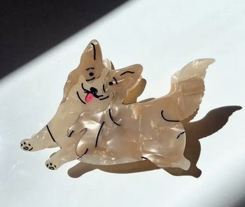 Hand-Painted Corgi Dog Breed Claw Hair Clip